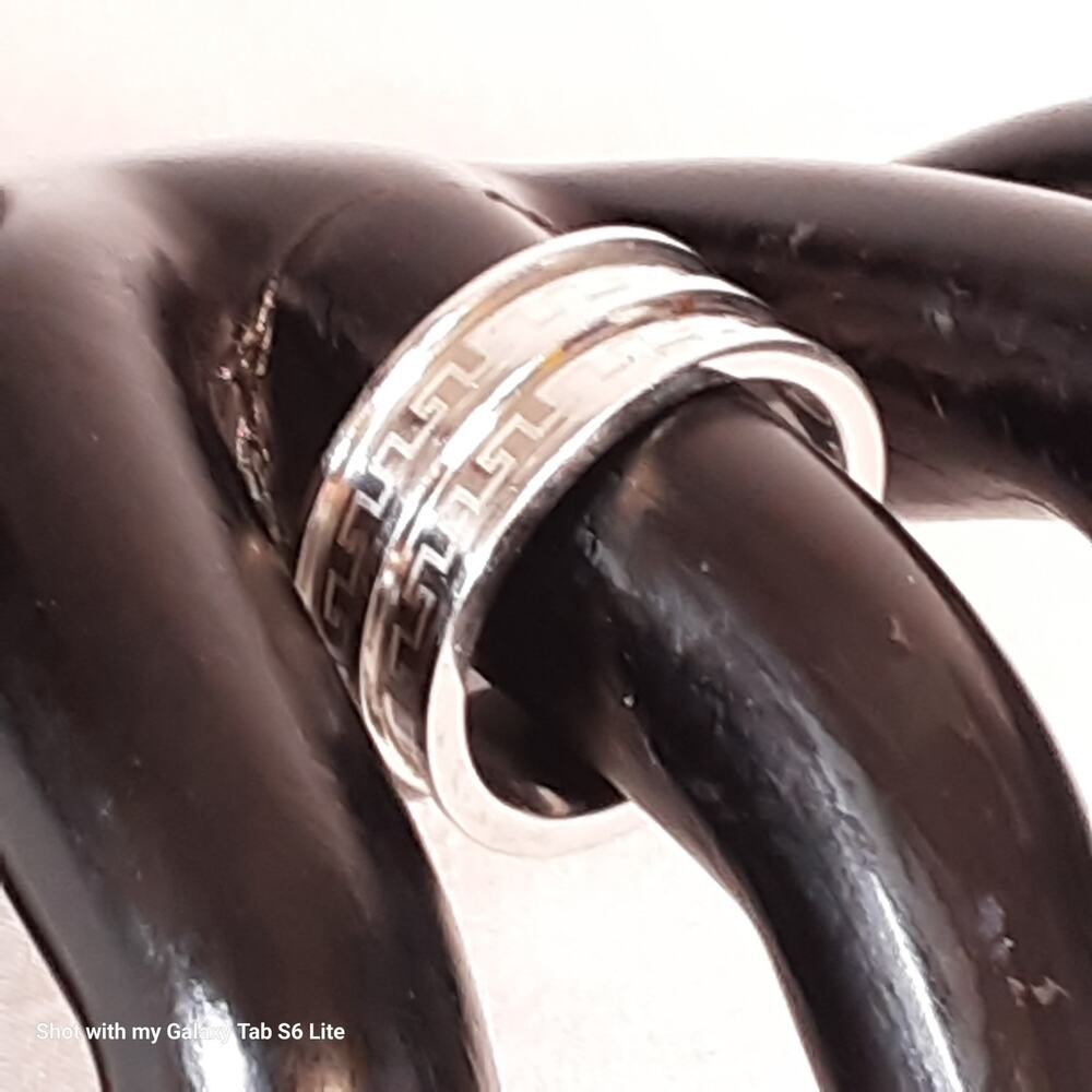 💎Two Tier Stainless Steel Band Ring Greek Etching